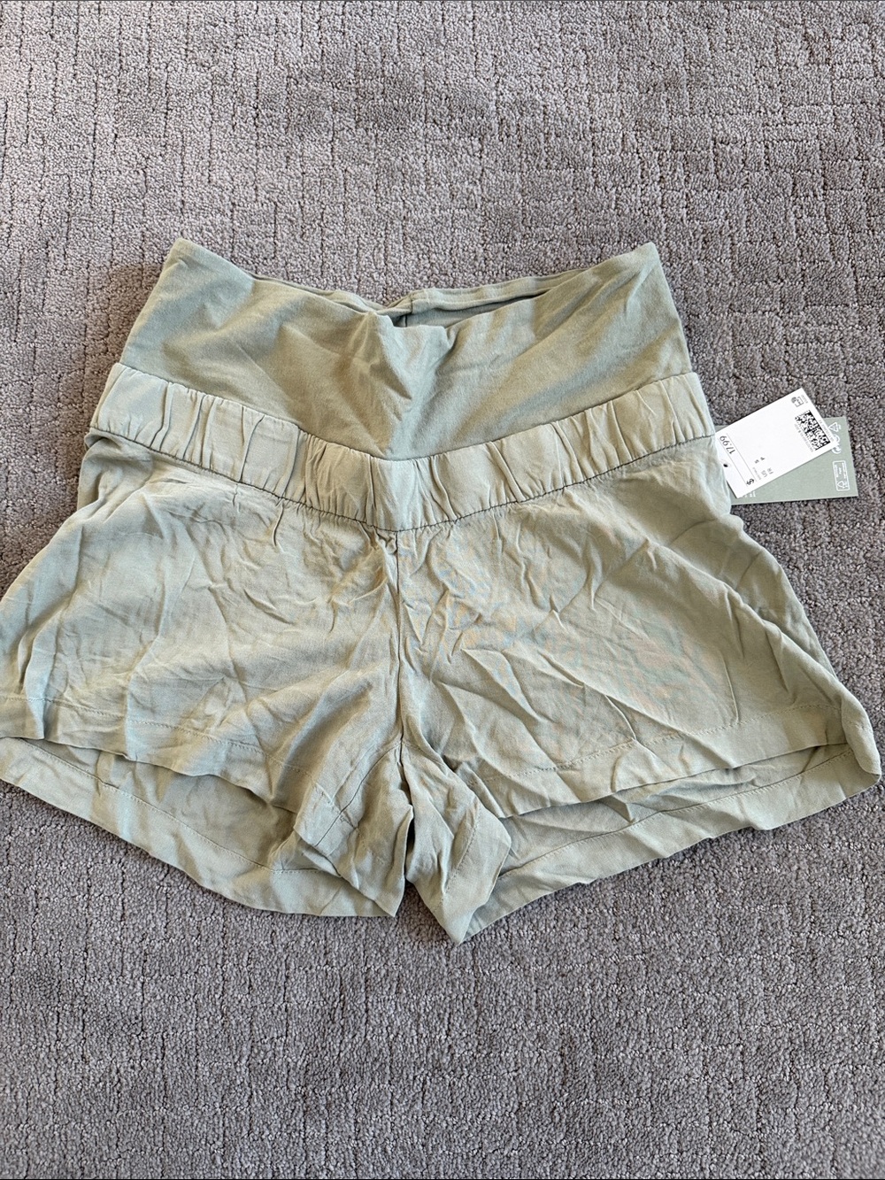 H&M Sage Green High-Waist Relaxed Fit Shorts Maternity